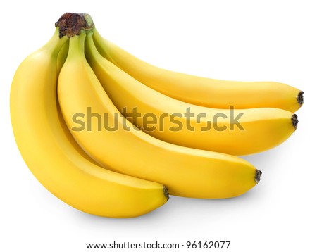 Bunch of bananas isolated on white background + Clipping Path Royalty-Free Stock Photo #96162077