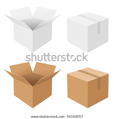 4 Boxes, Isolated On White Background Royalty-Free Stock Photo #96164057
