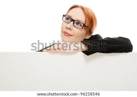 Businesswoman with her hands shackled in chains on a white background.