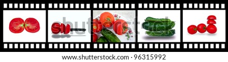 film strip with fresh and tasty vegetables Royalty-Free Stock Photo #96315992