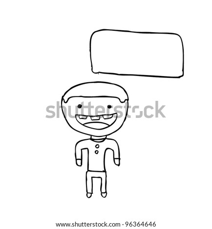 Outlined people expression with speech bubble, good for drawing , coloring, comic. vector illustration doodle
