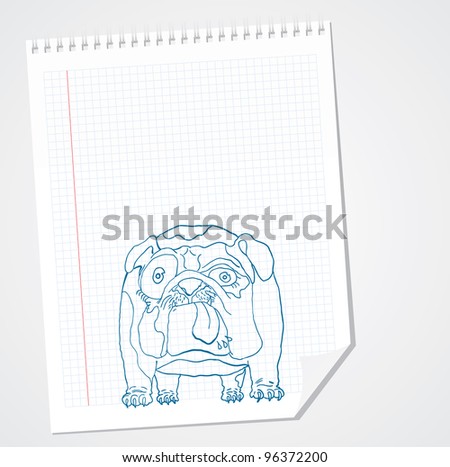 English bulldog cartoon doodle