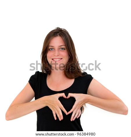 indoor young woman make heart