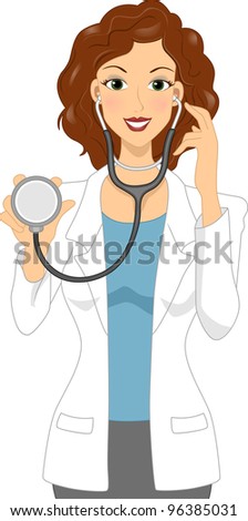 Illustration of a Female Doctor Holding a Stethoscope