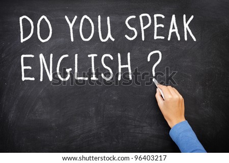 Learning language - English. Blackboard education concept saying Do You Speak English? written on Chalkboard. Royalty-Free Stock Photo #96403217