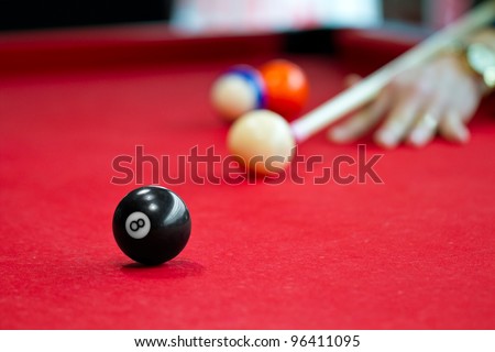 Eight balls billiards. Picture shoot with short focus for art vision.