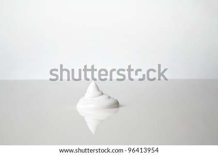 close up detail shot of shaving cream on a white background Royalty-Free Stock Photo #96413954