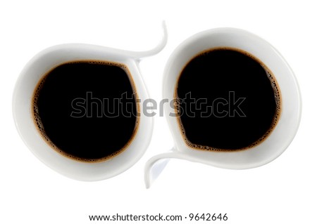 Picture of two cups of coffee on a white background