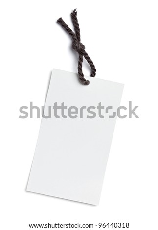 close up of  a price label on white background