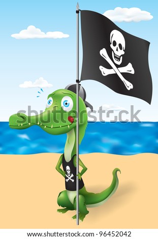 Funny Pirate Crocodile Vector