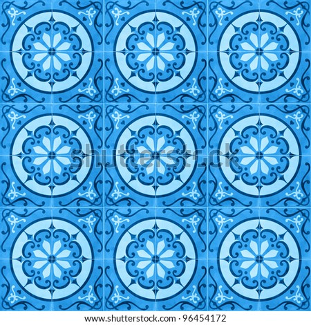 A seamless background image of patterned ceramic tiles for your design purposes.