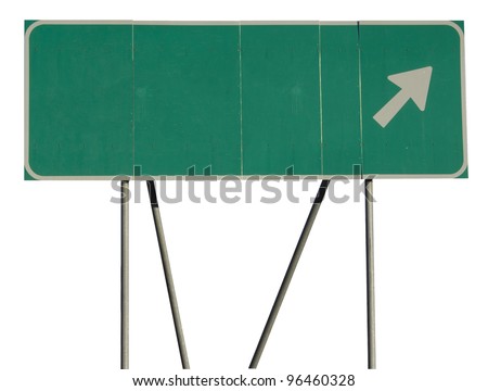 Isolated green road sign on a white background
