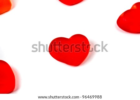 lonely candy heart isolated over white background