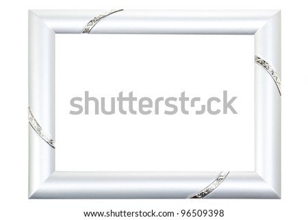 Ornate silver picture frame for photographs or other artwork  isolated on white.