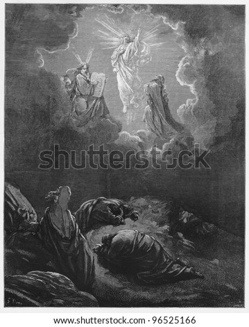 The Transfiguration - Picture from The Holy Scriptures, Old and New Testaments books collection published in 1885, Stuttgart-Germany. Drawings by Gustave Dore.