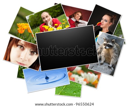 collection of photos with blank frame. Clipping path