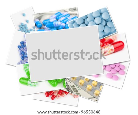 collection of medical photos with blank frame. Clipping path