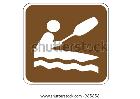 Kayaking Recreational Sign isolated on a white background