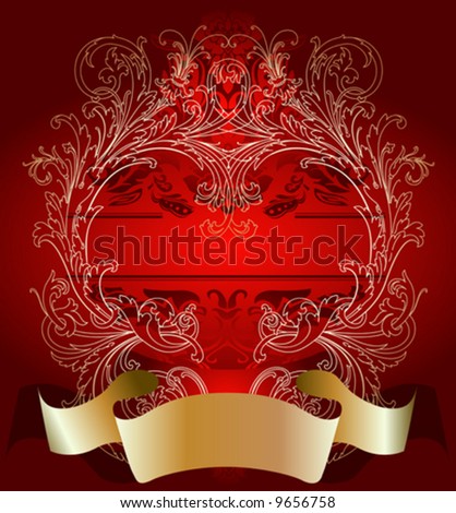 Gold On Red Valentine Day Card Background
