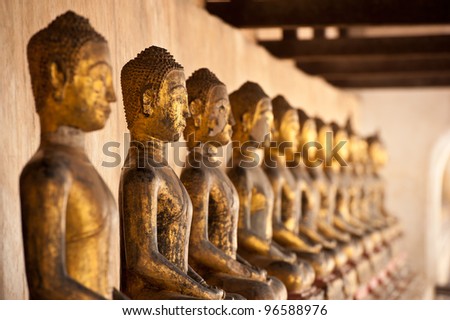 ancient buddha image statue at Wat Khanon temple Ratchaburi province Thailand