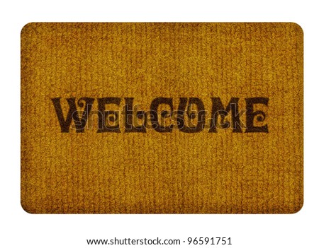 Brown welcome carpet, welcome doormat carpet isolated on white.