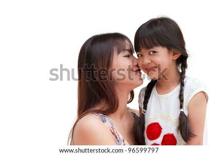 Lovely mother kissing her daughter