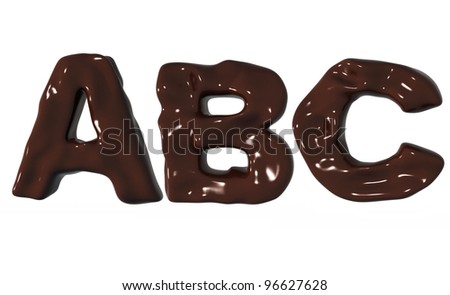 ABC 3D chocolate letters isolated on white