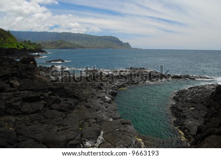 Lava rock on the north shore of Kauai, Hawaii