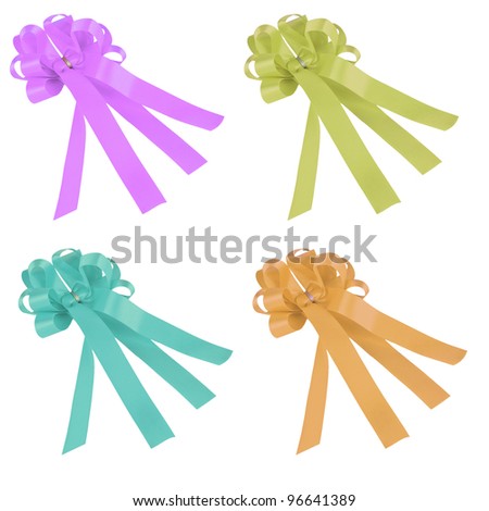 group of variety color  ribbon isolated on white