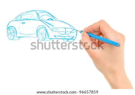 Hand drawing car isolated on white background