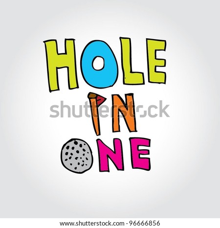 hole in one word golf sport clip art color - vector illustration