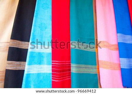 Hand-woven fabrics in Louangprabang