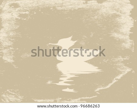 duck in water on grunge background, vector illustration
