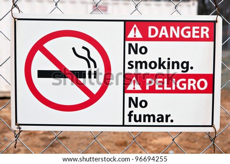 Smoking prohibited sign at the Entrance of a Construction Site