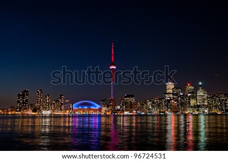 CN Tower Toronto Buildings at night