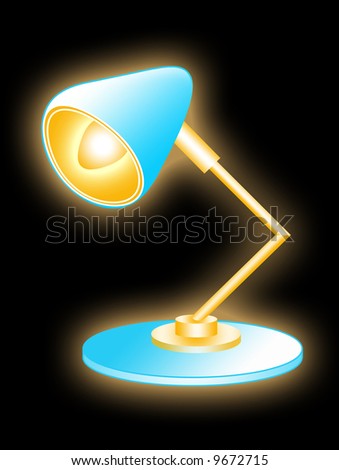 Table lamp illustration with black background