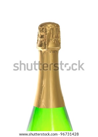 Bottled champagne isolated against a white background
