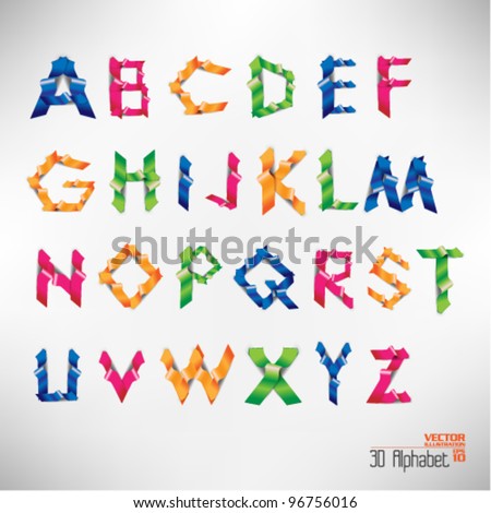 colorful three dimension alphabet set