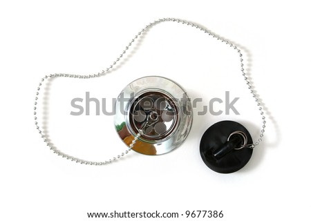  Plug silver with chain for bath Royalty-Free Stock Photo #9677386
