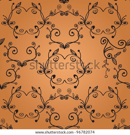 Graphic black seamless pattern with leaves