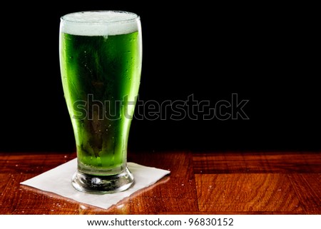 St Patrick's day green beer isolated on a black background