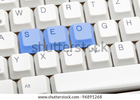 SEO - search engine optimization concept with the letters s, e, o on a computer keyboard