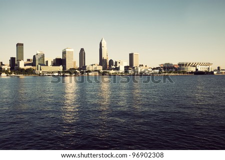 Downtonw of Cleveland, Ohio seen from Lake Erie