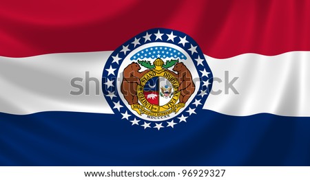 Flag of Missouri state waving in the wind detail