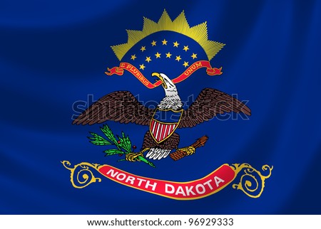Flag of North Dakota state waving in the wind detail