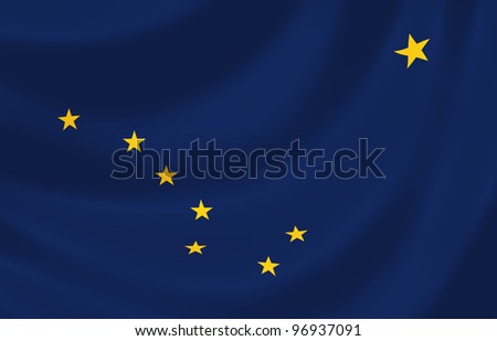 Flag of Alaska state  waving in the wind detail