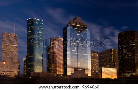 City skyline at night fall