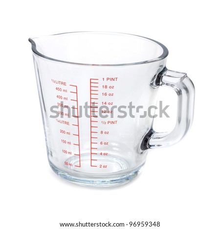 Empty measuring cup isolated on white background Royalty-Free Stock Photo #96959348