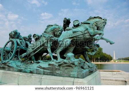 Ulysses S. Grant Cavalry Memorial in front of Capitol Hill in Washington DC, United States Royalty-Free Stock Photo #96961121