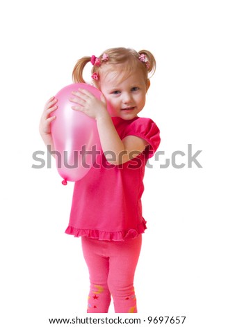 girl with balloon isolated on white